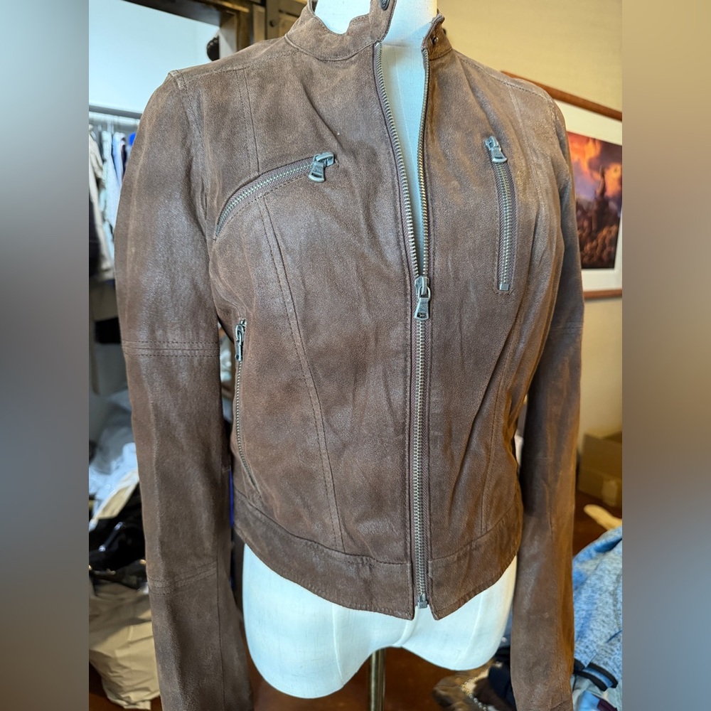 Levi Brown Suede Zip-Front Women's Jacket
